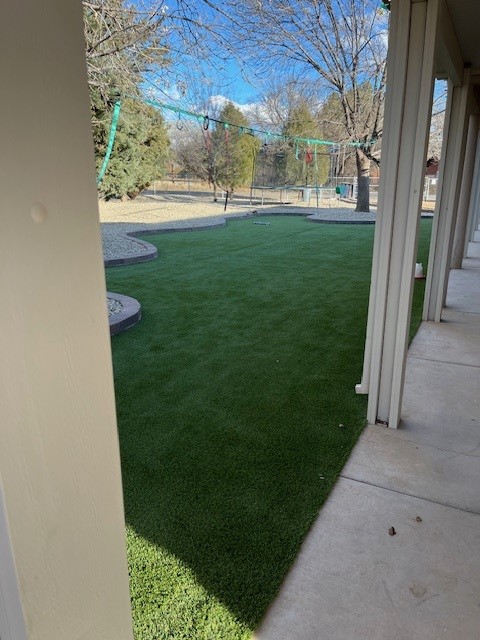 Artificial Turf installations. Green grass. 